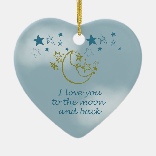 Moon and Back Ceramic Ornament (Front)