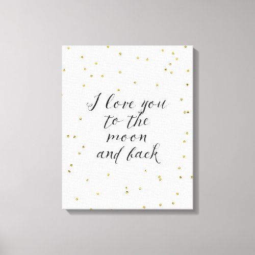 Moon and Back Gold Confetti Canvas Print