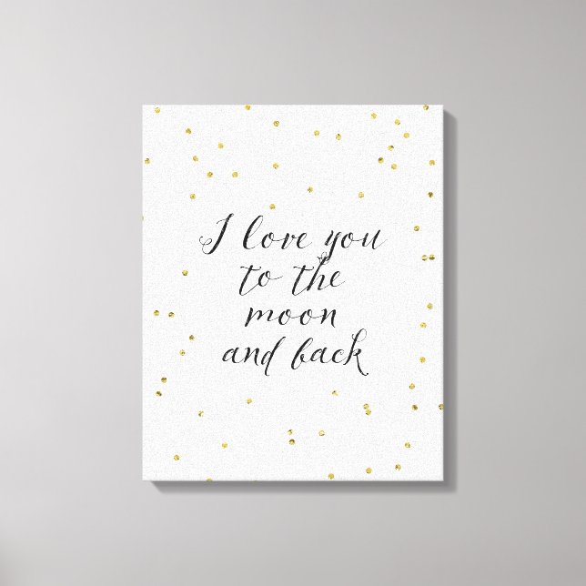 Moon and Back Gold Confetti Canvas Print (Front)