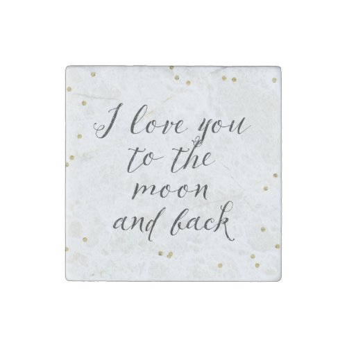 Moon and Back Gold Confetti Stone Magnet