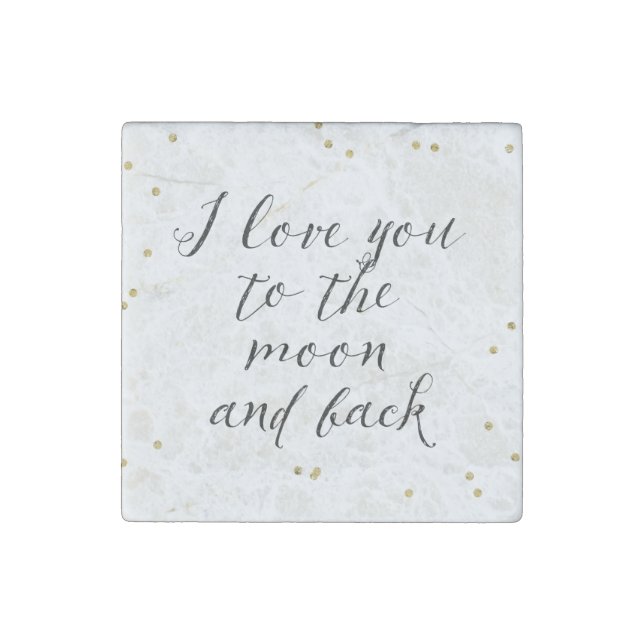 Moon and Back Gold Confetti Stone Magnet (Front)