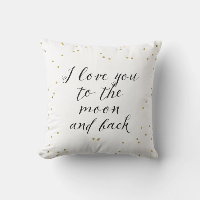 Moon and Back Gold Confetti Throw Pillow (Front)