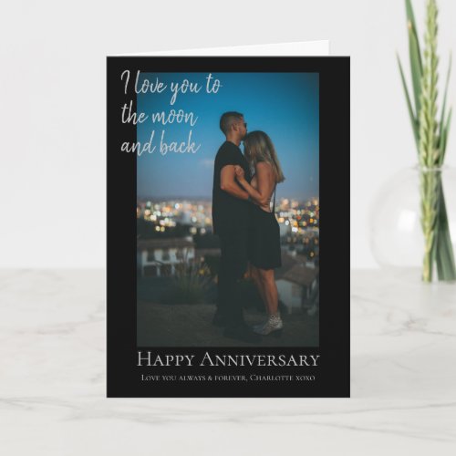 Moon and Back Photo Wedding Anniversary Card