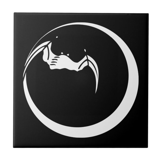 Moon and bat ceramic tile (Front)