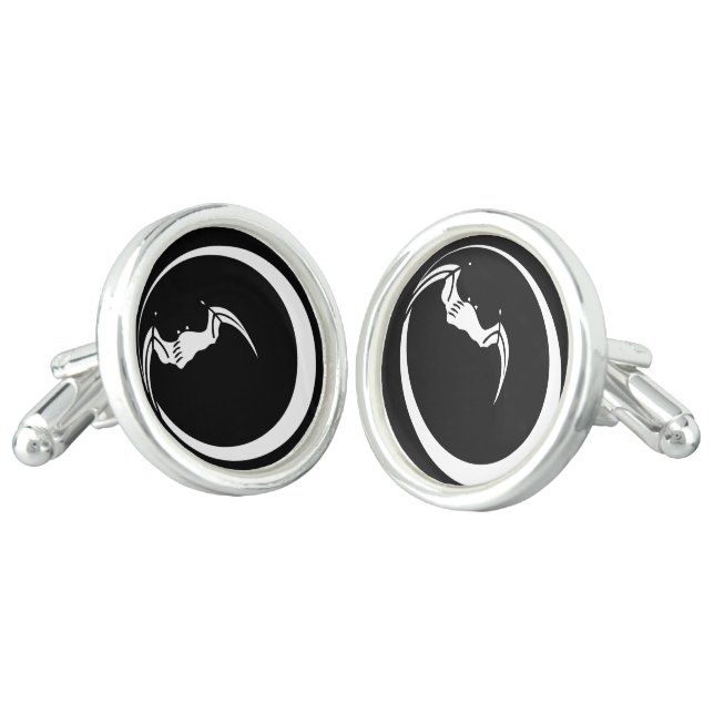 Moon and bat cufflinks (Angled)