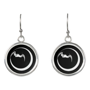 Moon and Bat Earrings