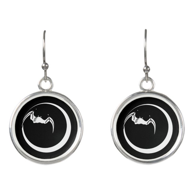 Moon and Bat Earrings (Front)