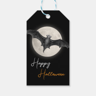 Moon and Bat Happy Halloween Gift Tags