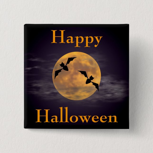 Moon and Bats Button (Front)