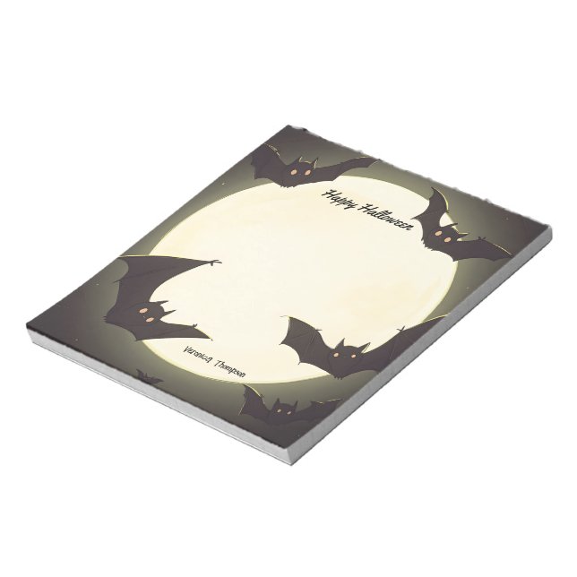 Moon and Bats Happy Halloween Notepad (Rotated)