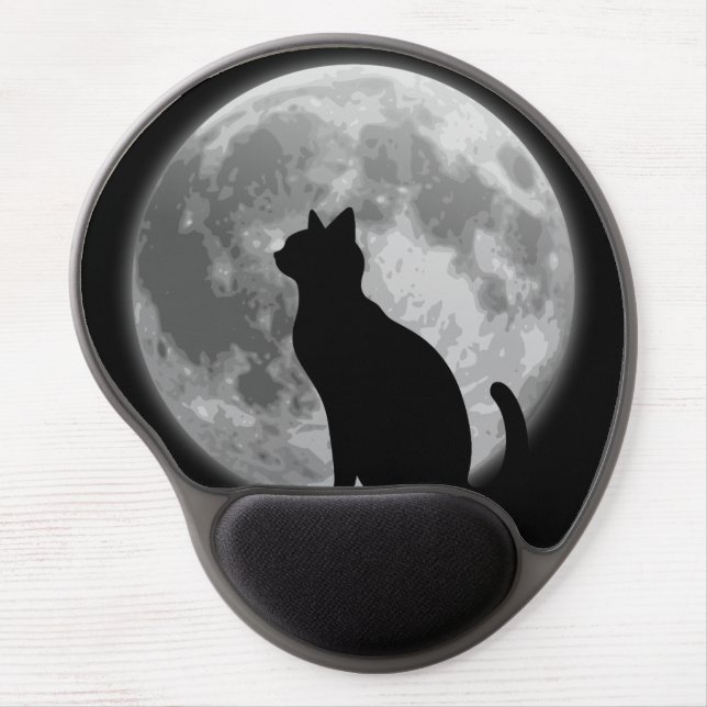 Moon and Black cat  Gel Mouse Pad (Front)