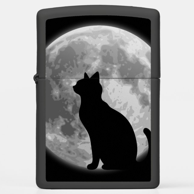 Moon and Black cat  Zippo Lighter (Front)