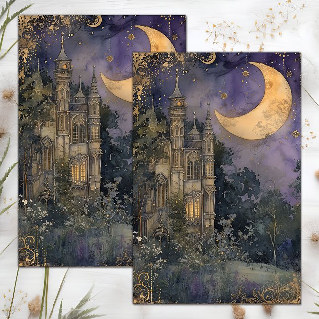 MOON AND CASTLE DECOUPAGE TISSUE PAPER (MOON AND CASTLE DECOUPAGE TISSUE PAPER)