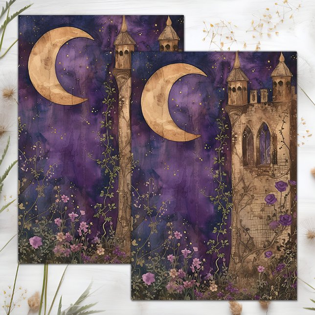 MOON AND CASTLE DECOUPAGE TISSUE PAPER (MOON AND CASTLE DECOUPAGE TISSUE PAPER)
