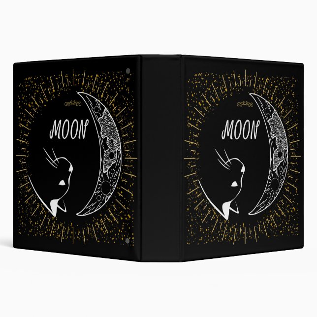 Moon and cat, Celestial 3 Ring Binder (Background)