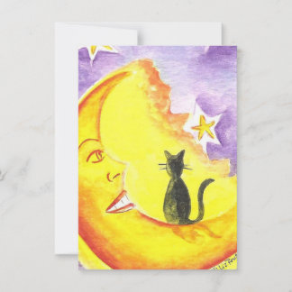 Moon and Cat Halloween Invitation by Liz Revit