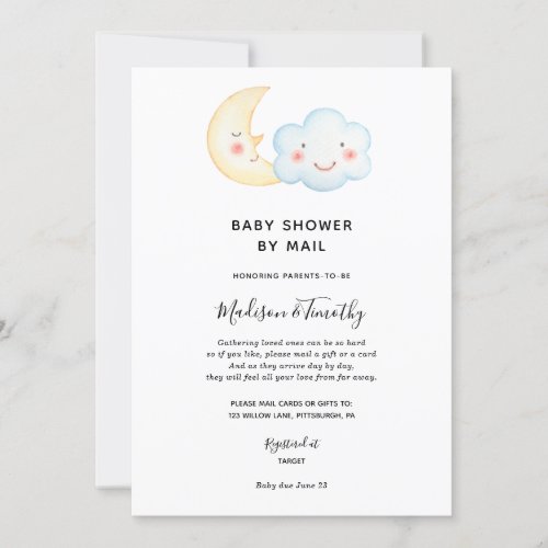 Moon and Cloud Baby Shower by Mail invitation