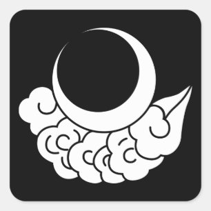 Moon and cloud square sticker