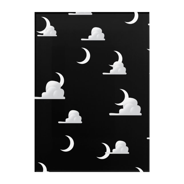 Moon and clouds pattern acrylic print (Front)