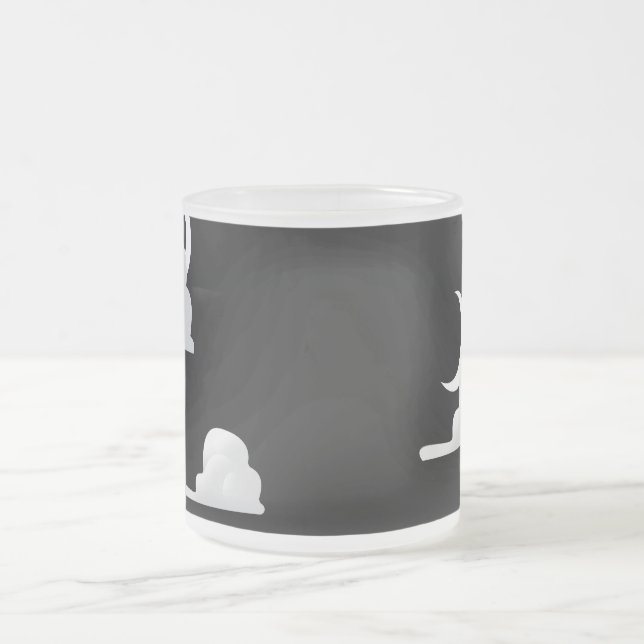 Moon and clouds pattern frosted glass coffee mug (Center)