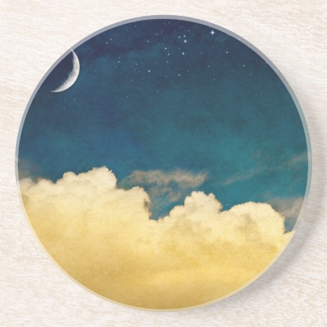 Moon And Cloudscape Drink Coaster (Front)