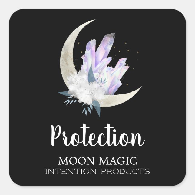 Moon And Crystal Protection Spell Labels (Front)