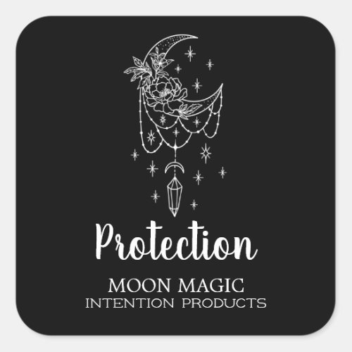 Moon And Crystal Spell And Intention Square Sticker