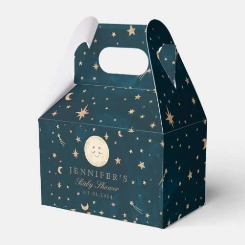Moon and Gold Stars Moon Baby Shower Favor Boxes