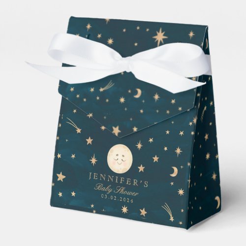 Moon and Gold Stars Moon Baby Shower Favor Boxes