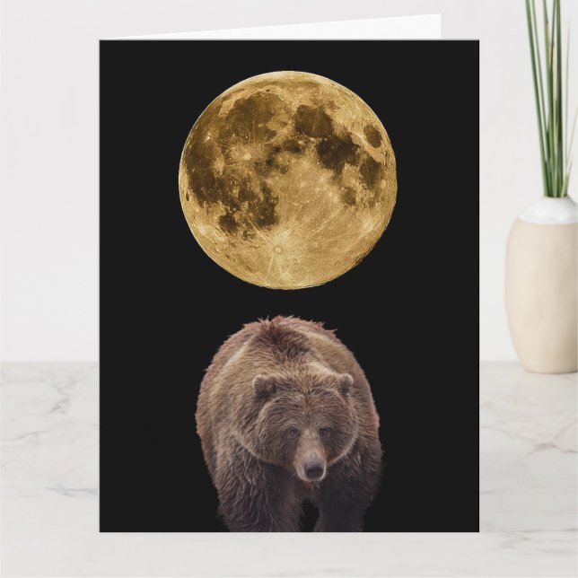 MOON AND GRIZZLY BEAR HAPPY BIG BIRTHDAY CARDS (Front)