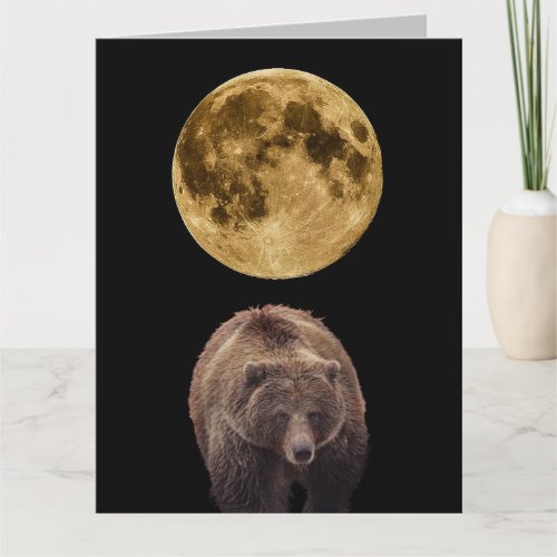 MOON AND GRIZZLY BEAR HAPPY BIG BIRTHDAY CARDS