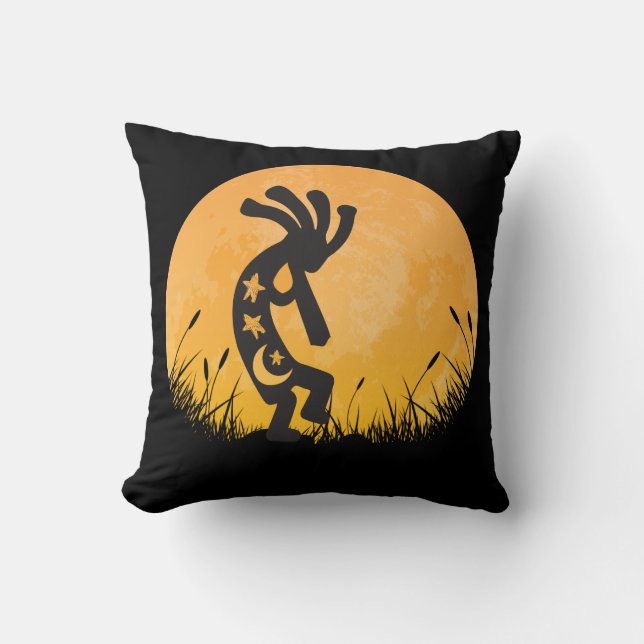 Moon and Kokopelli Throw Pillow (Front)
