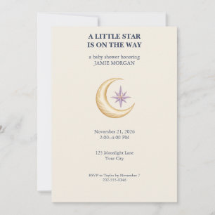 Moon and Lavender Star Baby Shower Invitation