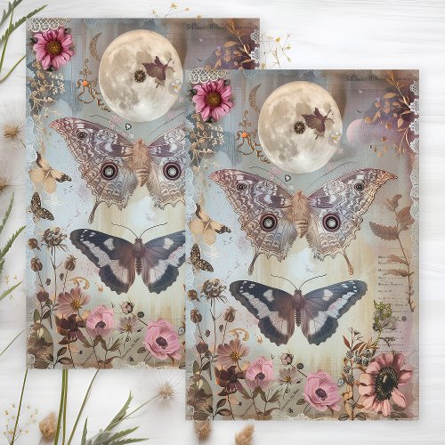 MOON AND MOTH DECOUPAGE TISSUE PAPER