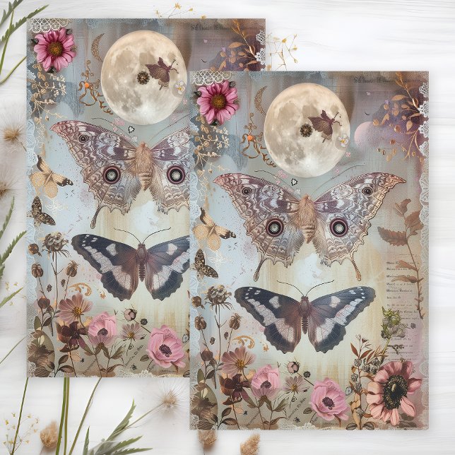 MOON AND MOTH DECOUPAGE TISSUE PAPER (MOON AND MOTH DECOUPAGE TISSUE PAPER)