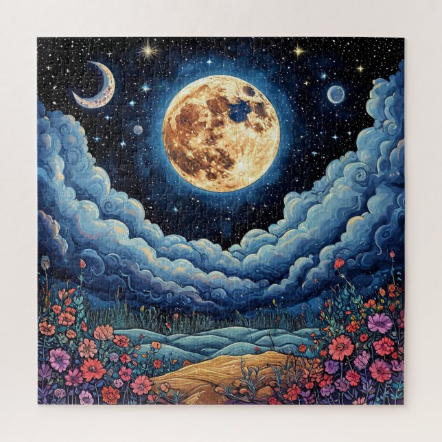 Moon and night sky Relaxing Cosmic Space 🌙✨ Jigsaw Puzzle (Vertical)
