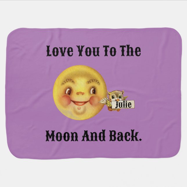 Moon And Owl Baby Blanket (Horizontal)