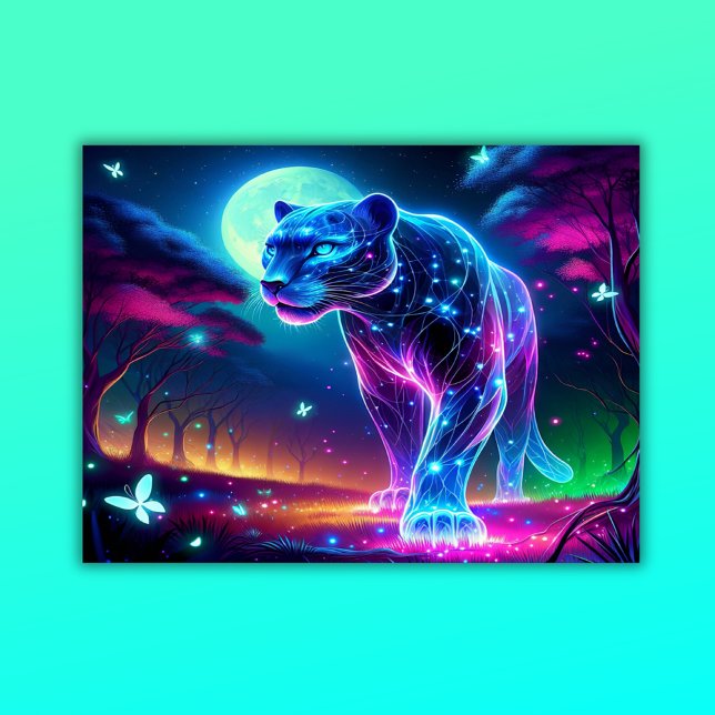 Moon and Panther Holographic Neon Colorful | Poster (Creator Uploaded)