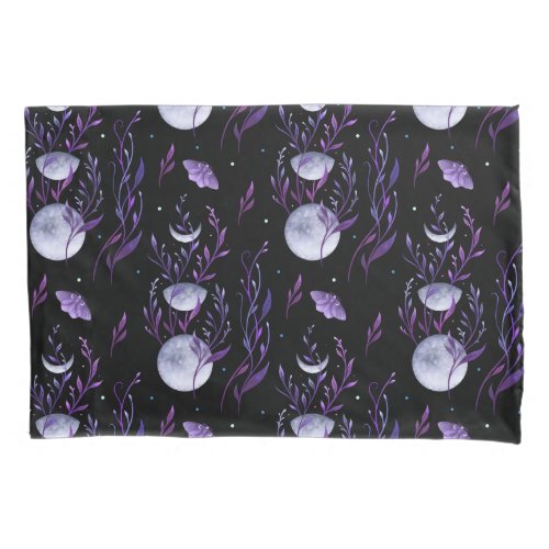 Moon and Purple Moth Pillowcase