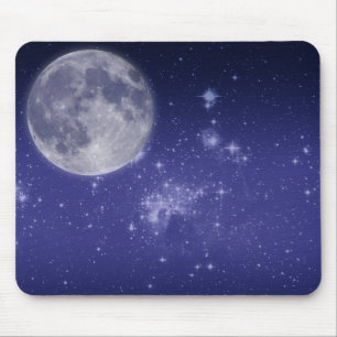 Moon and Shining Stars Mouse Pad
