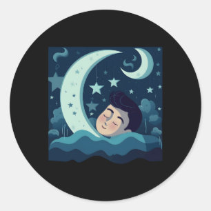 Moon And Sleep Classic Round Sticker