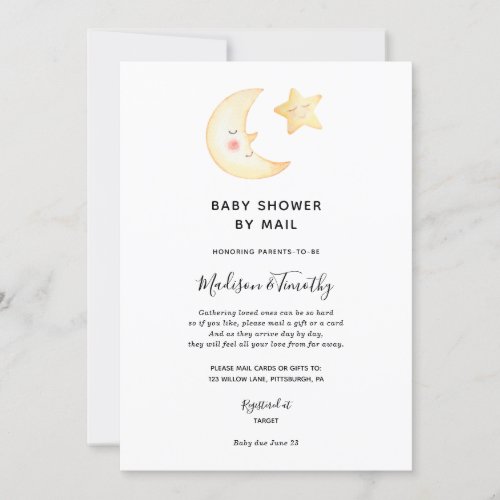 Moon and Star Baby Shower by Mail invitation