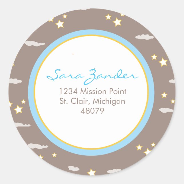 Moon and Stars Address Label/Favor Sticker (Front)