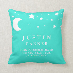 Moon and Stars Baby Birth Announcement Pillow