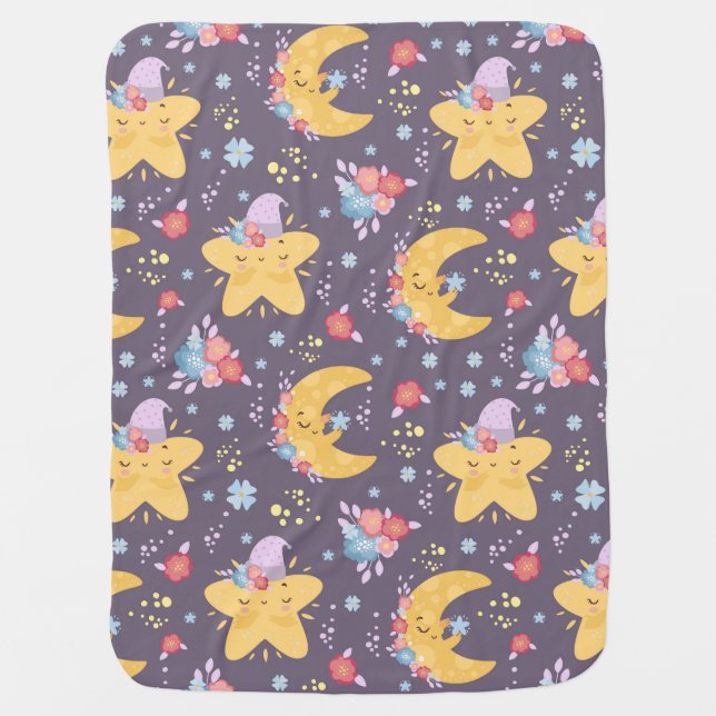 Moon and Stars Baby Blanket (Front)