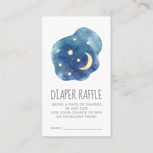 Moon and Stars Baby Boy Diaper Raffle Enclosure Card (Front)