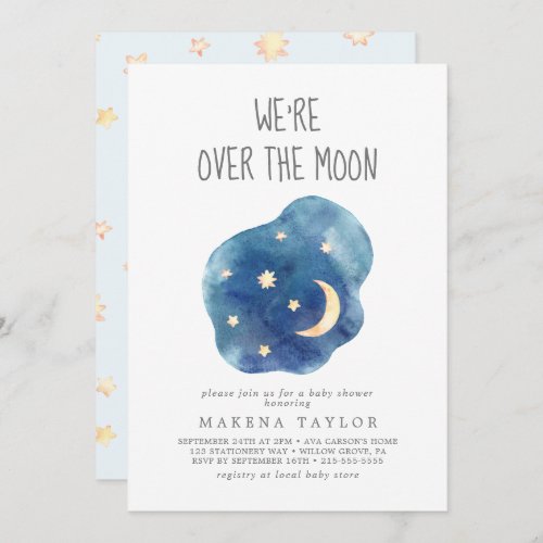 Moon and Stars Baby Boy Were Over the Moon Invitation