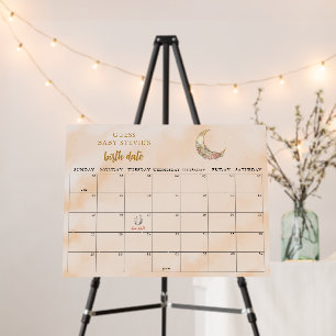 Moon and Stars Baby Due Date Calendar Game Sign