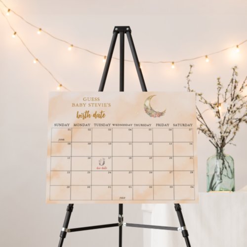 Moon and Stars Baby Due Date Calendar Game Sign