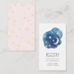 Moon and Stars Baby Girl Gift Registry Enclosure Card<br><div class="desc">This moon and stars baby girl gift registry enclosure card is perfect for a simple baby shower or baby sprinkle. The modern whimsical design features a navy blue watercolor cloud shape with a yellow quarter moon and stars.</div>